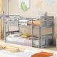 preview thumbnail 1 of 10, Gray Twin over Twin Size Solid Wood Bunk Bed with Ladder and Fence for Kids, Bedroom Gray