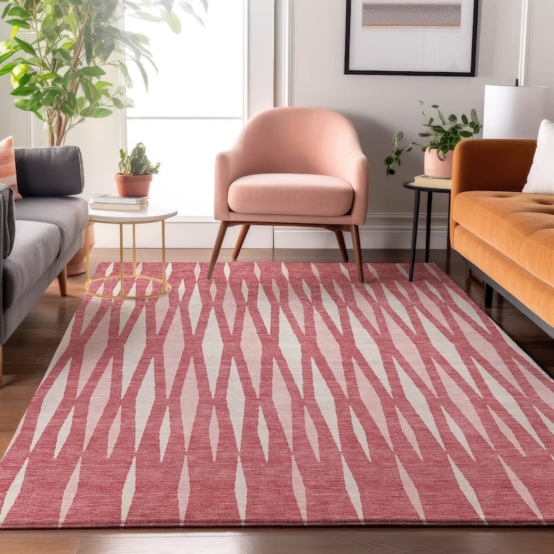 Premium Washable Super Soft Modern Kris Mayfield Rug - Blush - 8' x 10'