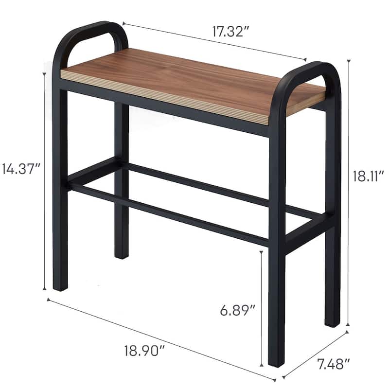 Yamazaki Home Shoe Organizer and Bench, Steel and Wood, Holds 4 pairs of shoes, No Assembly - L 7.48 x W 18.9 x H 18.11 inches