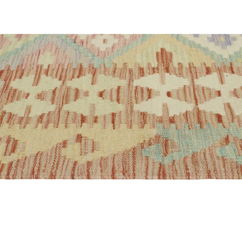Sun Faded Flatweave Nazan Rust/Lt. Green Rug - 6'6" x 10'0"