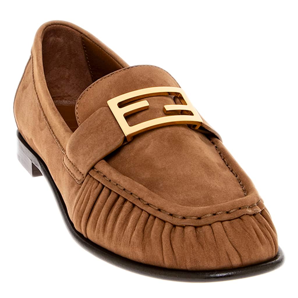 Fendi Baguette Nubuck Leather Loafers