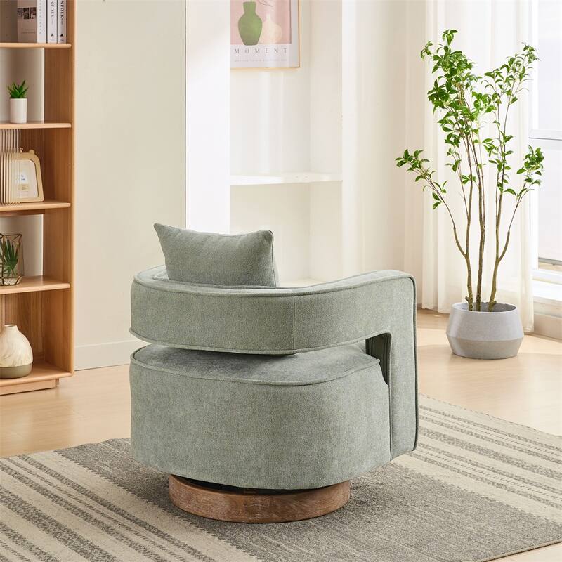 29.1" Swivel Accent Chair with Weathered Wood Base