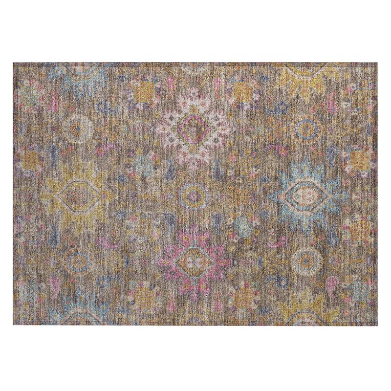 Machine Washable Indoor/Outdoor Boho Traditional Chantille Rug