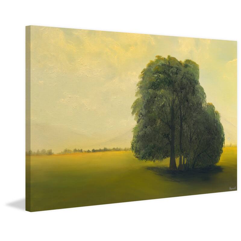 'Green Fields and Lone Tree' Painting Print on Wrapped Canvas