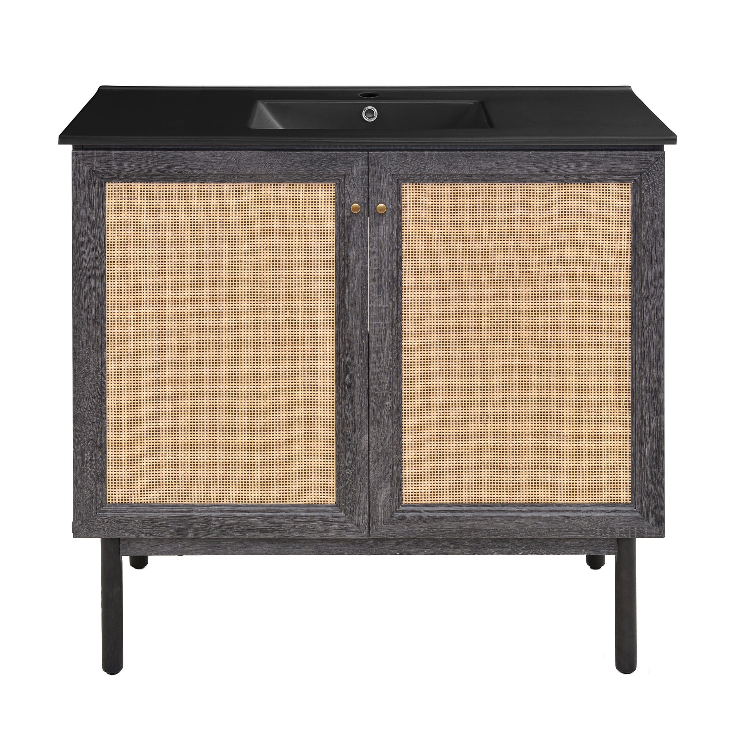 Classe 36 In. Black Oak Bathroom Vanity With Black Ceramic Sink Top
