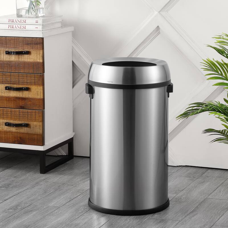 happimess Chuck Kitchen/Office 17.2-Gallon Open-Top Trash Can, Chrome