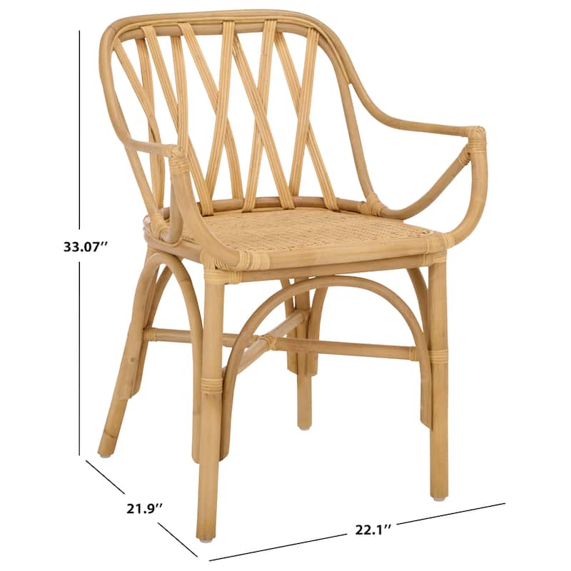 SAFAVIEH Home Serafima Rattan Arm Chair (Set of 2) - 22"W x 22"D x 33"H