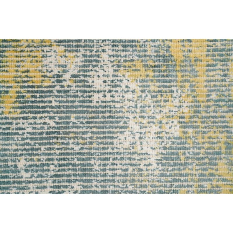 Hand Knotted Oriental Viscose Silk Carpet Modern Abstract Green Abstract Area Rug - 3' 10'' X 2' 0''