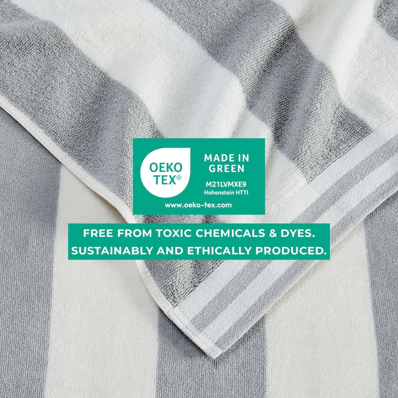 Linery & Co. 100% Cotton Velour Cabana Stripe Oversized Beach Towel.