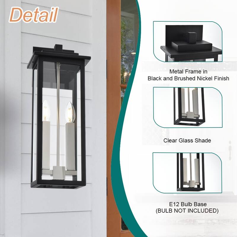 Outdoor Light Fixutre Farmhouse Wall Lantern Sconce with Clear Glass