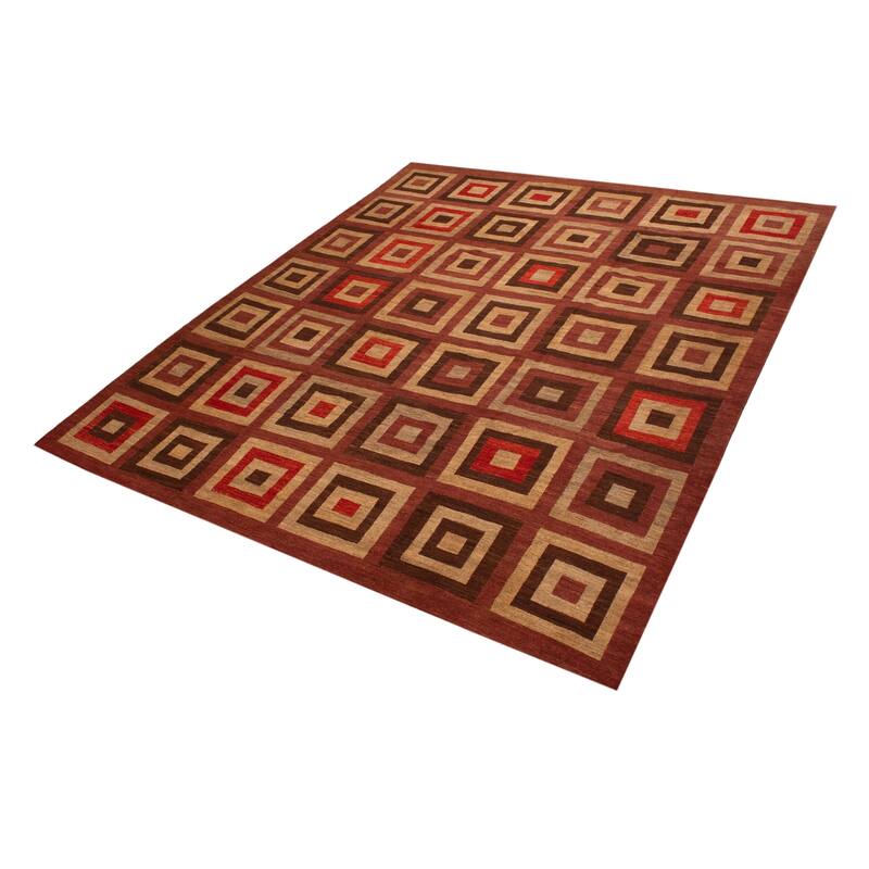 ECARPETGALLERY Flat-Weave Lahor Finest Red Wool Tapestry Kilim - 12'5 x 14'7