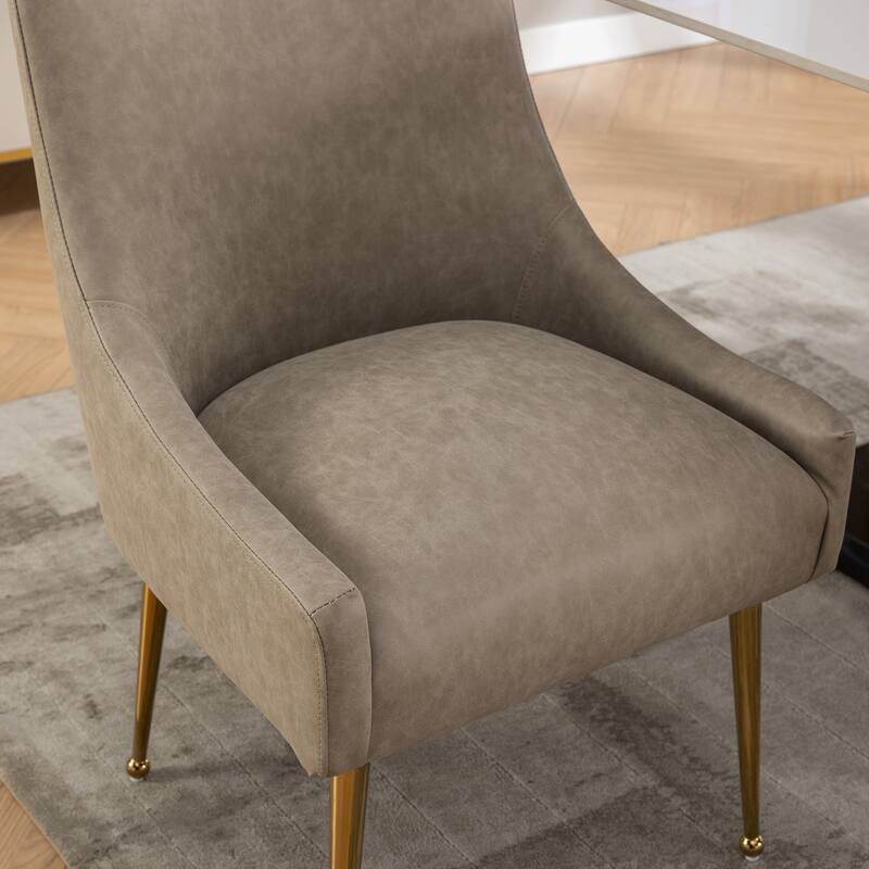 SEYNAR Modern Glam Boucle Pleated Velvet Dining Chair or Vanity Chair Set of 2 with Rear Handle