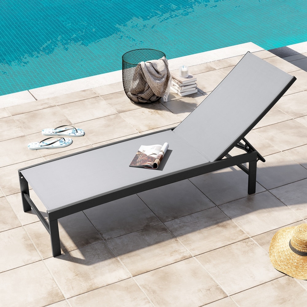 Outdoor Pool Lounger Aluminum All-weather Adjustable Chaise Lounge Chair - See Picture