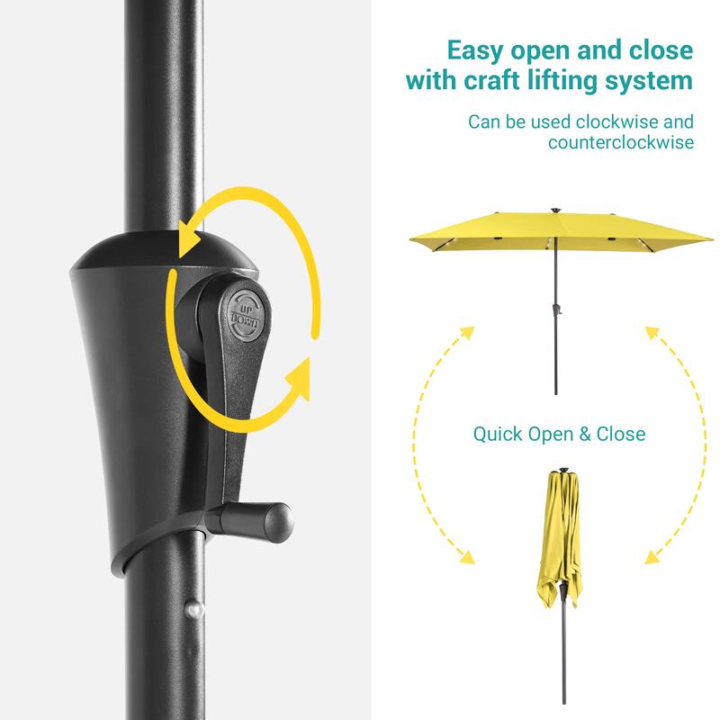 BONOSUKI 10 x 6.5Ft Solar-powered Double-Sided Patio Umbrella with Large Canopy Outdoor Table Umbrella, Anthracite Gray