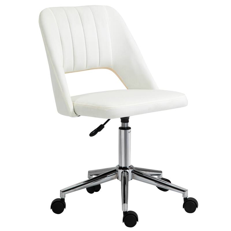 Velvet Fabric Mid Back Office Chair with Wheels, Armless Upholstered Home Office Chair, 360 Swivel Ergonomic Chair - N/A
