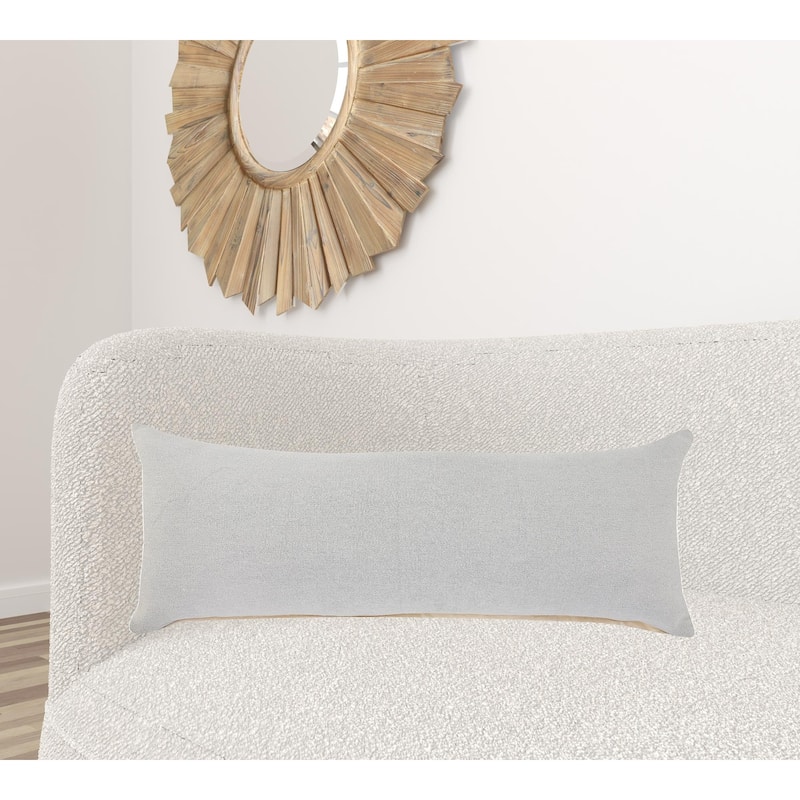 HomeRoots 14" X 36" Light Gray 100% Cotton Zippered Pillow