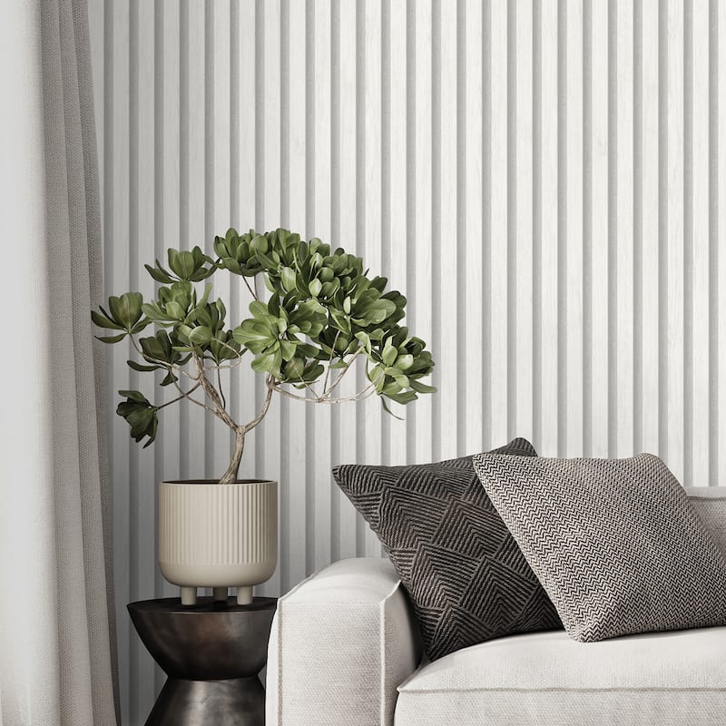 Fine Decor Millard White Wood Slats Wallpaper - N/A