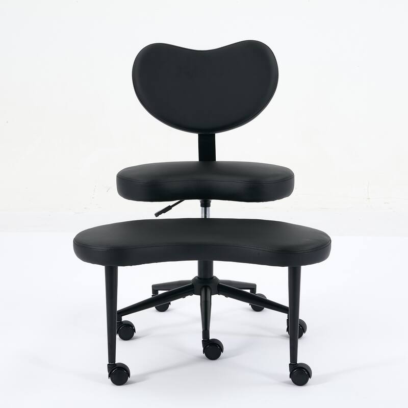 GDF Studio - Flexible PU Leather Cross-Legged Office Chair with Adjustable Swivel Footstool and Lumbar Support