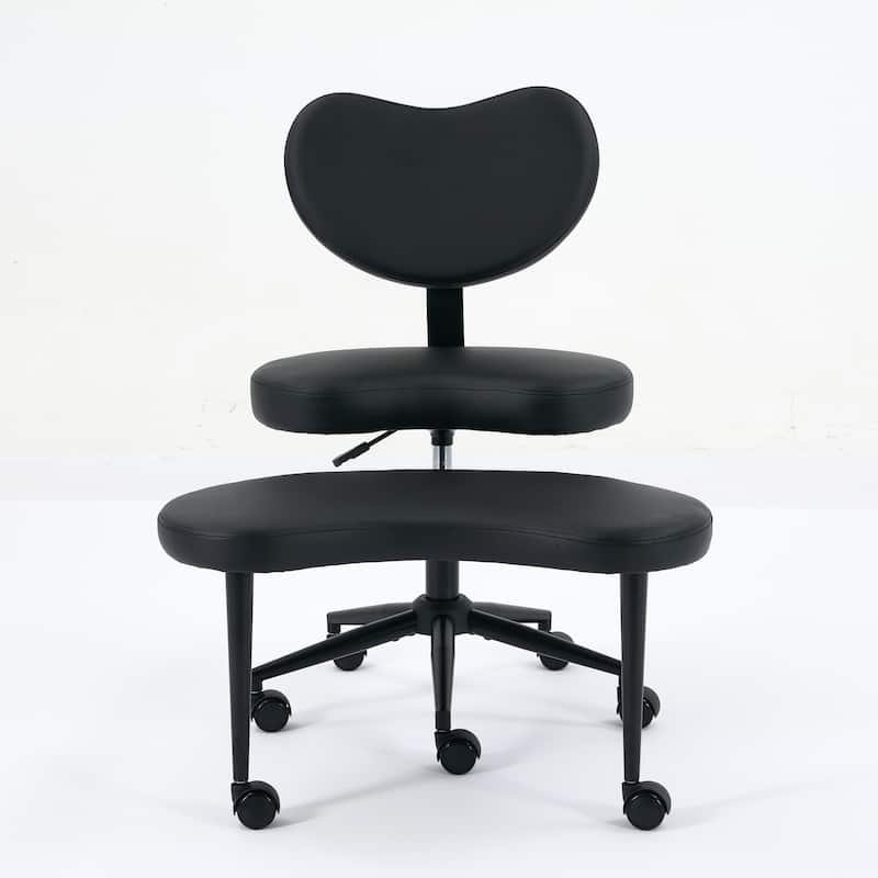 Roomfitters Meditation Chair Plus, Cross-Legged Desk Chair with Wheels and Adjustable Stool, Criss Cross Office Chair