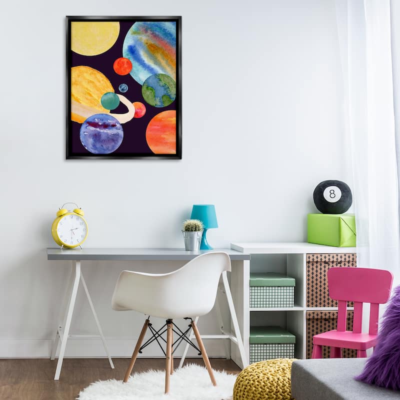 Stupell Planetary Galaxy in Space Framed Floater Canvas Wall Art Design By Corinne Rose Designs