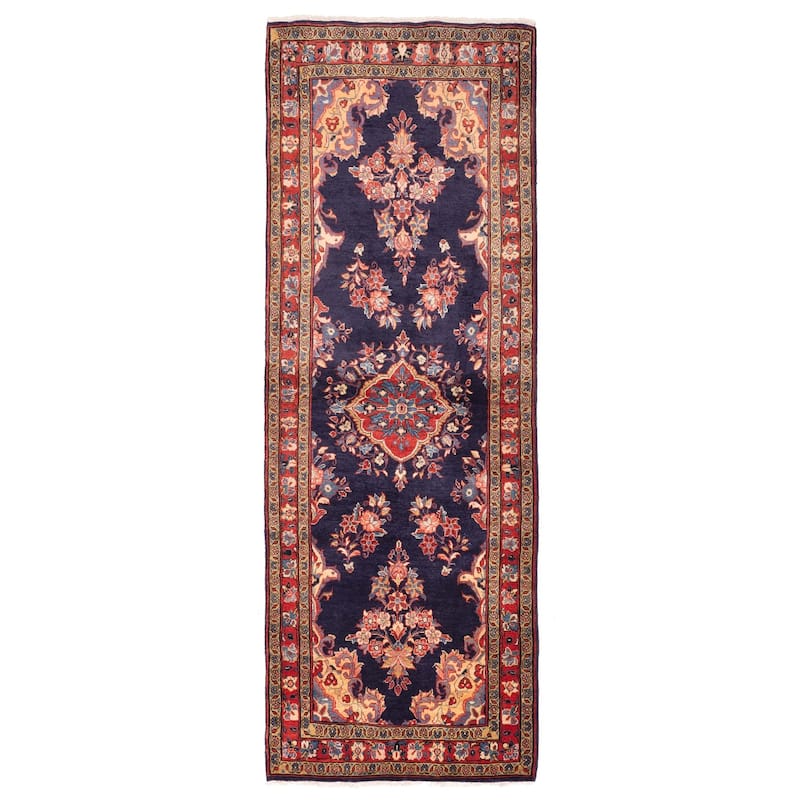 ECARPETGALLERY Hand-knotted Anadol Dark Navy Wool Rug - 3'3 x 10'4