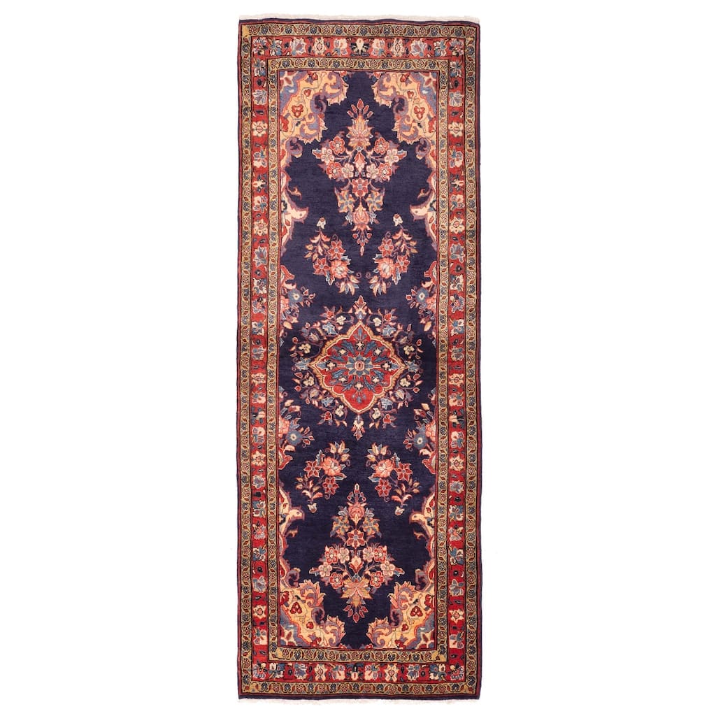 ECARPETGALLERY Hand-knotted Anadol Dark Navy Wool Rug - 3'3 x 10'4