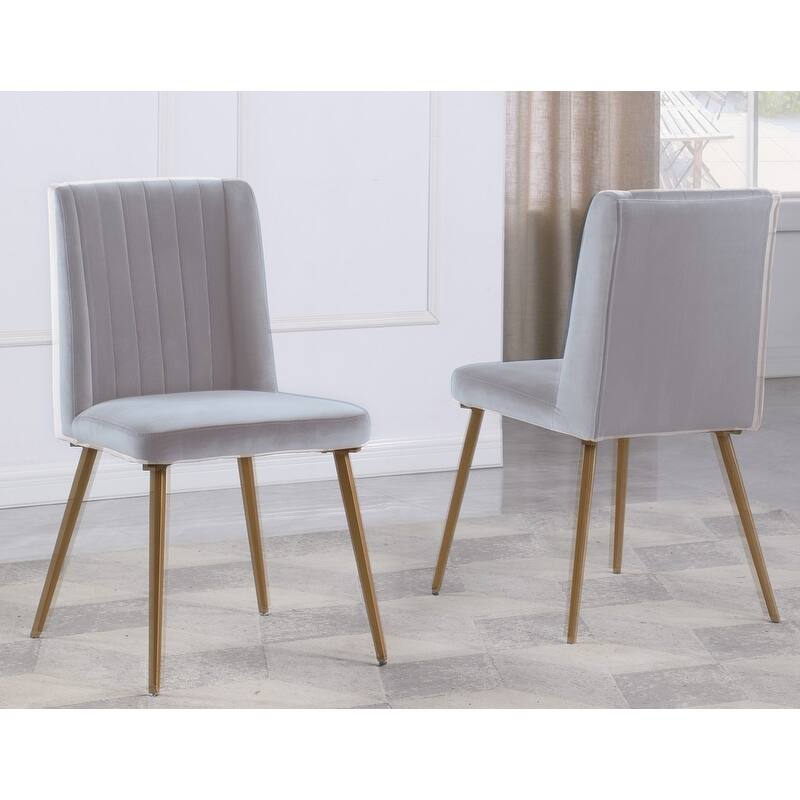 Best Master Furniture Brea Upholstered Velvet Chair with Gold Legs (Set