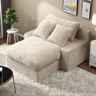 Corduroy Convertible Chair Bed with Removable Back Cushions and 350lb Capacity
