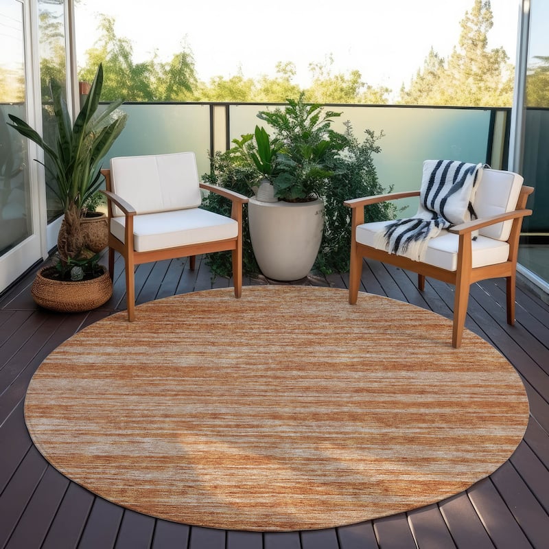 Machine Washable Indoor/ Outdoor Casual Ombre Chantille Rug - Copper - 8' x 8'