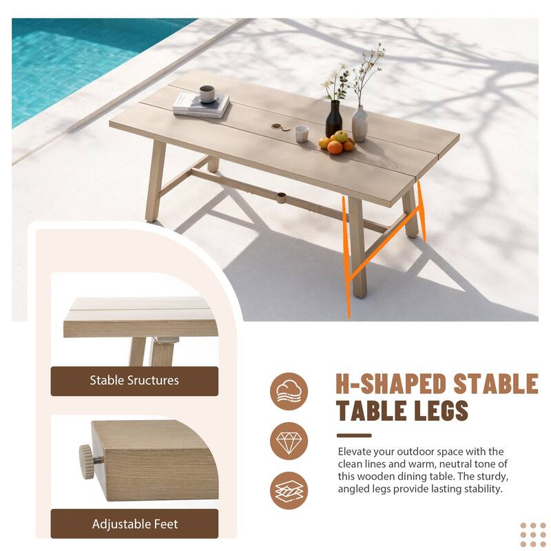 Outdoor Dining Set 7-Piece Acacia Wood Chair with Aluminum Table Rope-Woven Dining Armchair