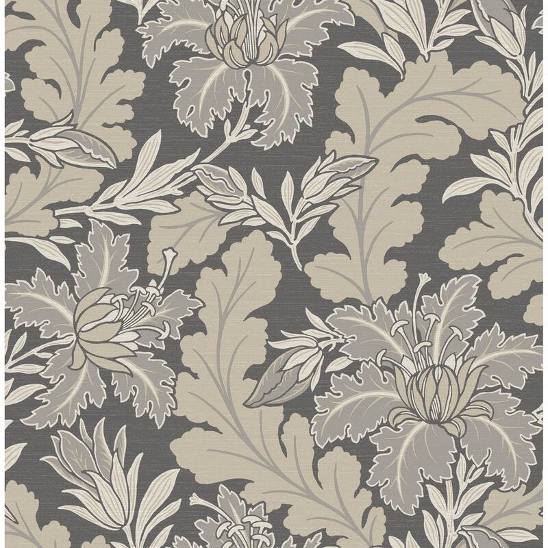 A-Street Prints Butterfield Grey Floral Wallpaper