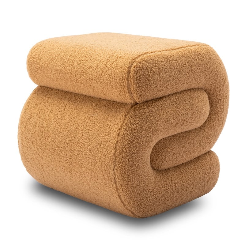 Teddy Fabric S-shape Ottoman Makeup Stool Footstool