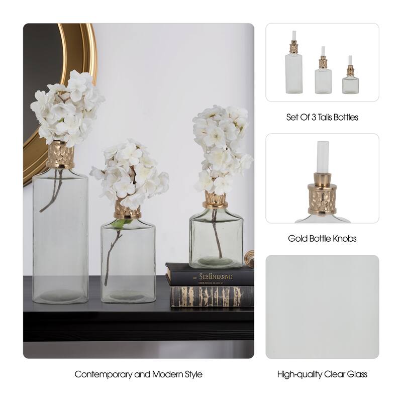 Sagebrook Home 10/13/17H" Talis Glass Bottles, Set of 3