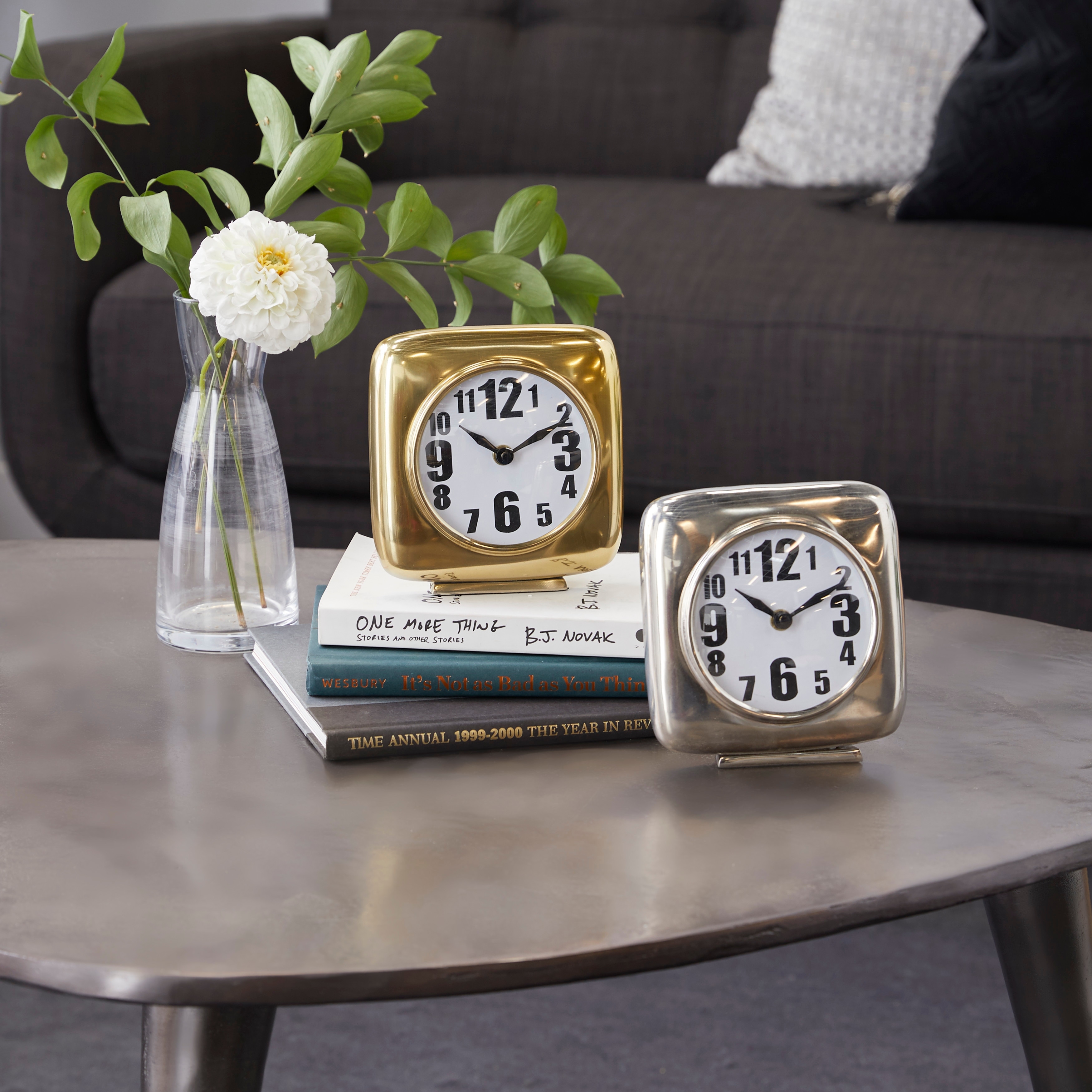 Aluminum Metal Clock - Set of 2 Multi Colored - Roche River