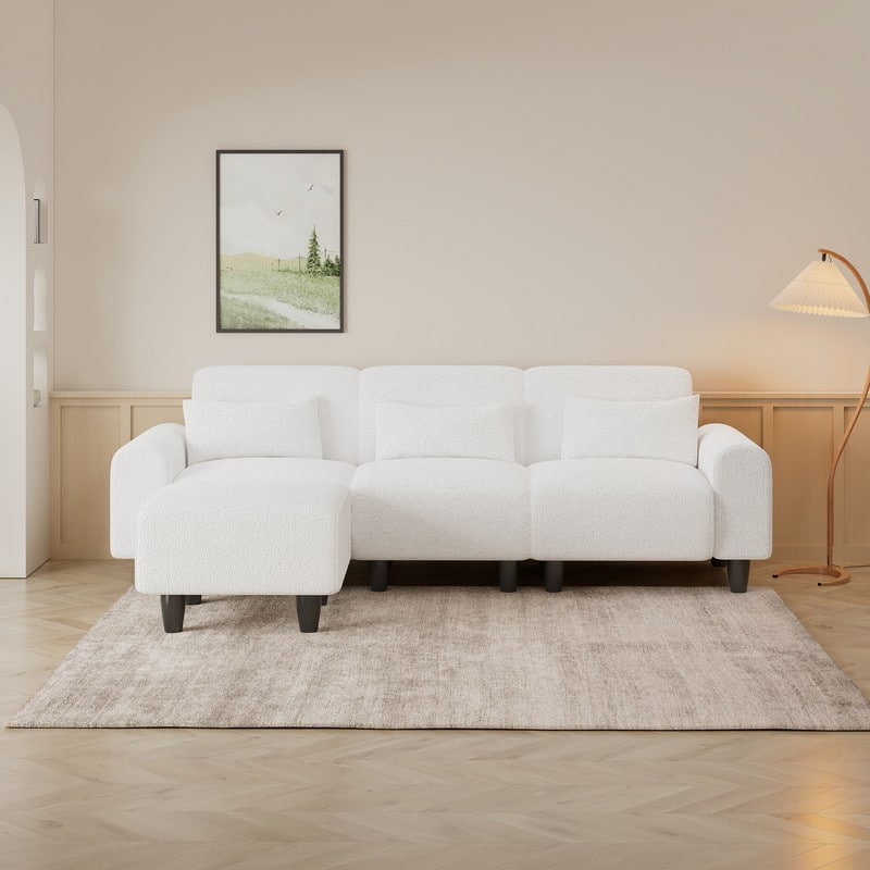 84.6" Teddy velvet L-shaped modular sofa