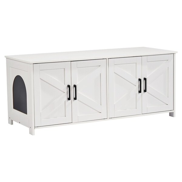 Multi-Functional Cat Litter Box Enclosure Furniture with 2 Windows
