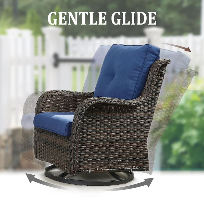 Outdoor Swivel Rocker Wicker Patio Chairs Set of 3