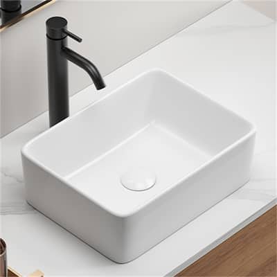 16"X12"Rectangular Bathroom Vessel Sink,Ceramic Lavatory Above Counter