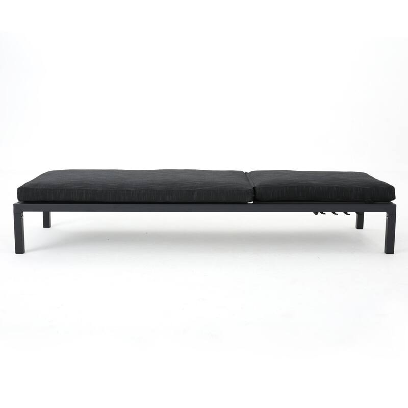Outdoor aluminum frame chaise lounge with polyester cushions