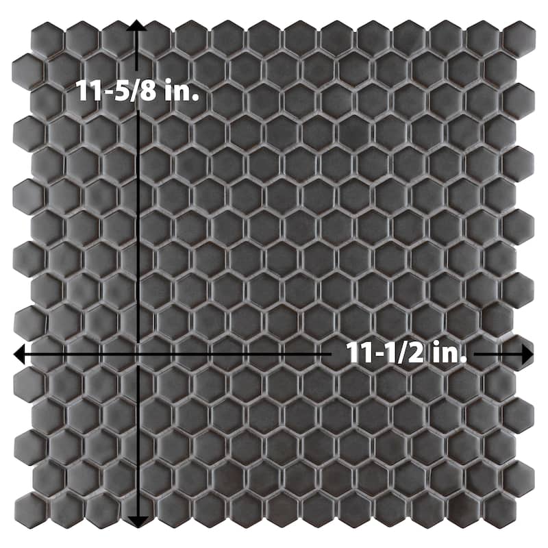 Merola Tile Colmena Hex Gunmetal 11-1/2" x 11-5/8" Porcelain Mosaic Floor and Wall Tile