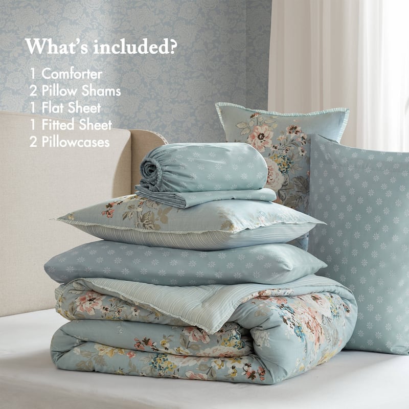 Madison Park Essentials Heather Vintage-inspired Collection floral print Comforter Set