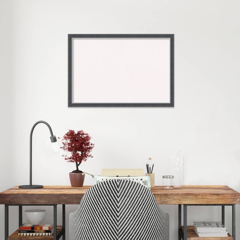 Eva Black Silver Thin Framed White Corkboard Bulletin Board