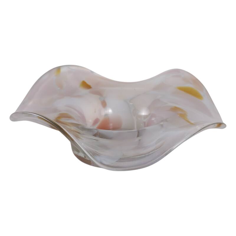 Glass Decorative Bowl Wavy Freeform Silhouette Home Decor - 9" Yellow - 9.5" x 7.5" x 2.75"