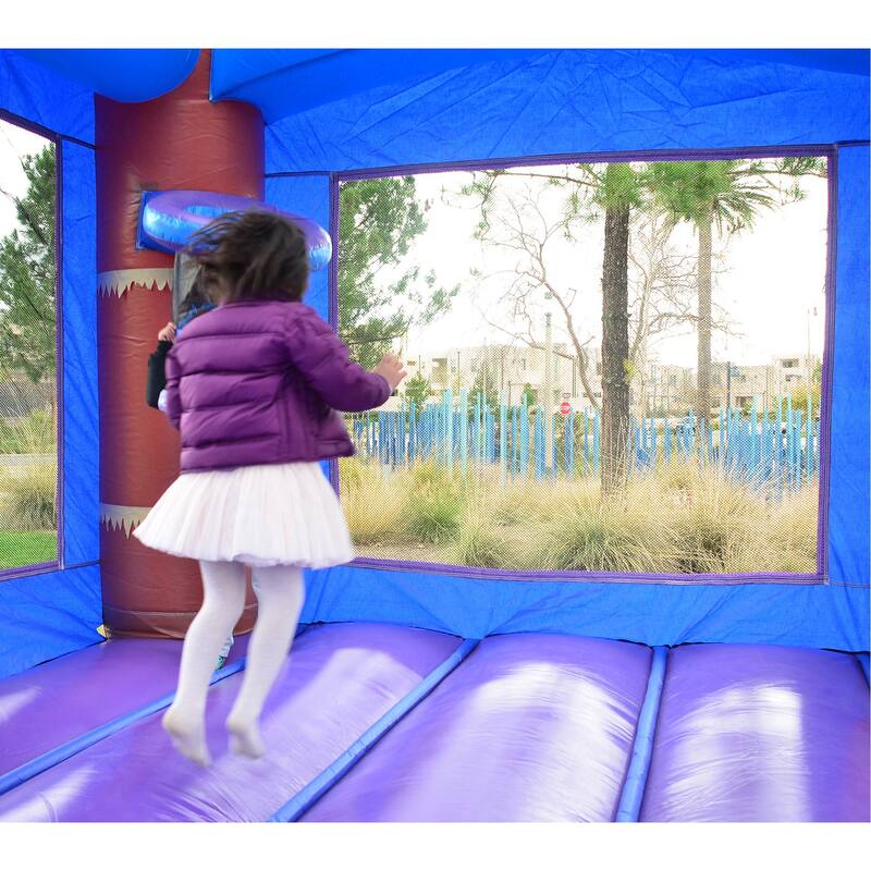 HeroKiddo Enchanted Forest Commercial Grade Inflatable Bounce House Water Slide Combo with Air Blower, Lightweight, Outdoor Fun