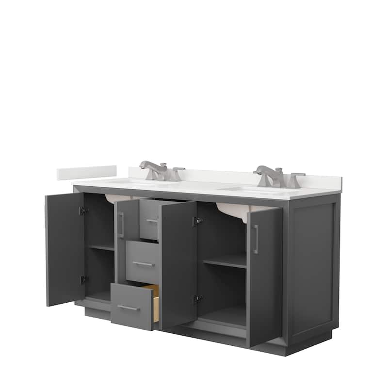 Strada 66-inch Double Vanity, Quartz Top