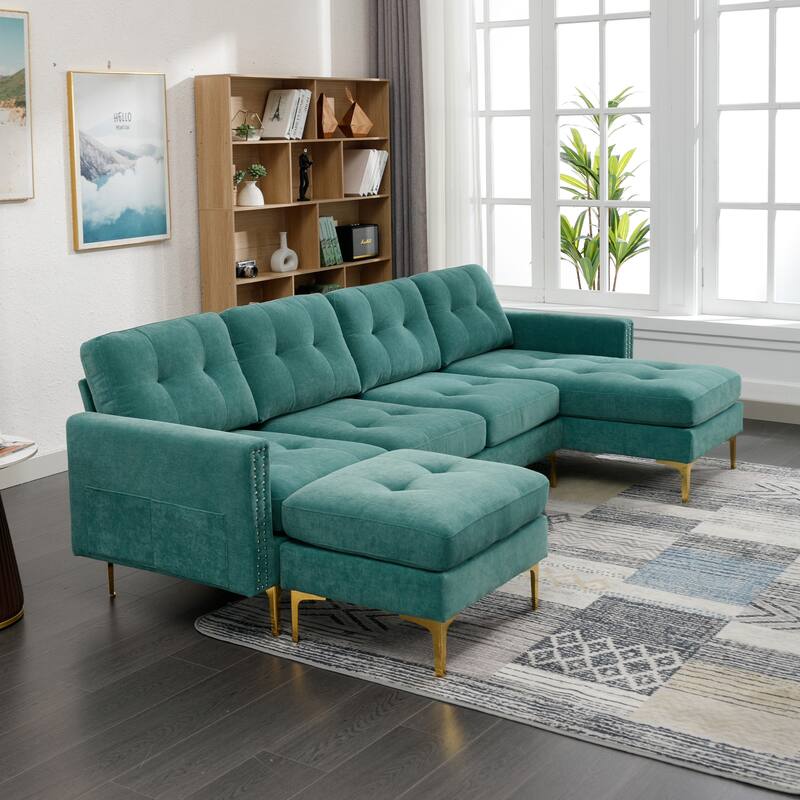 110" L-Shape Convertible Sectional Sofa Couch