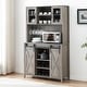 preview thumbnail 1 of 5, 42.5-inch Farmhouse Wine Cabinet with Sliding Barn Door - 15.7"D x 42.5"W x 69.6"H Grey