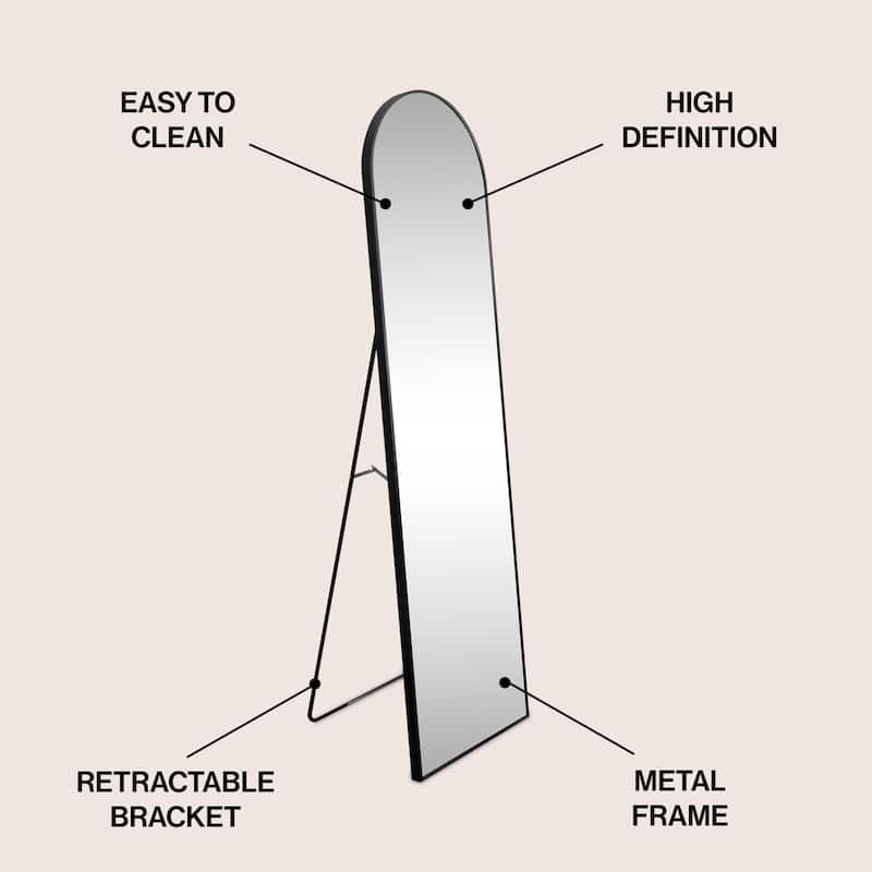 JONATHAN Y Large Arched Metal Framed Floor Full-Length Mirror - 59 H x 16 W x 1.08 D