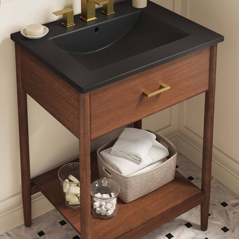 Zaire 18"/24"/30"/36"/48" Bathroom Vanity with Black Sink Top