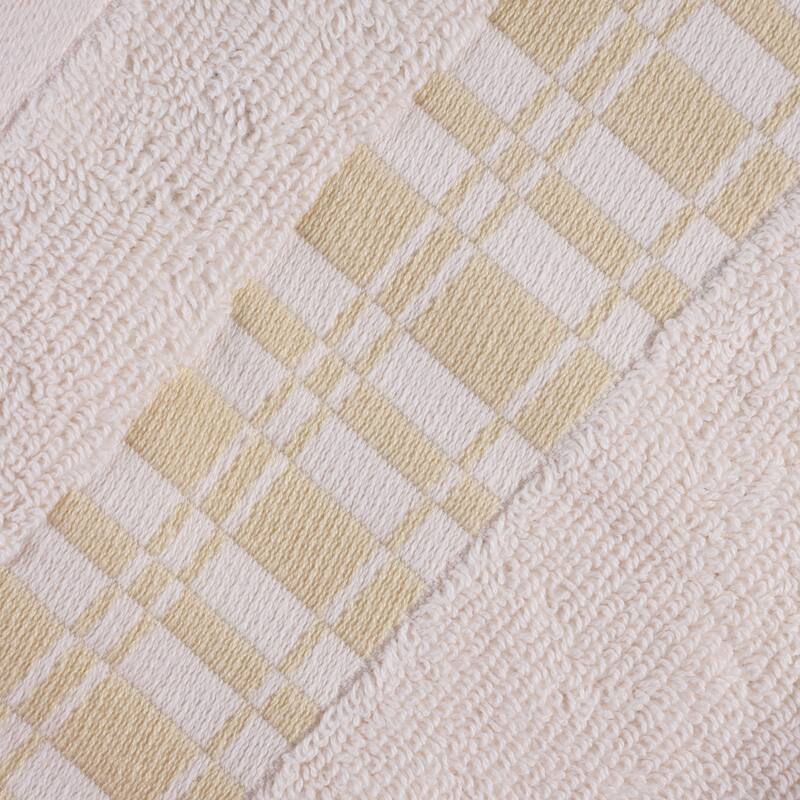 Superior Larissa Cotton Embroidered Geometric Border Bath Towel Set of 4